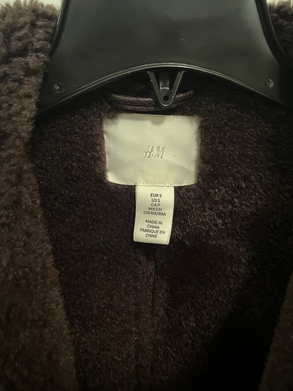 h&m faux fur lined brown jacket, small - Picture 4 of 5